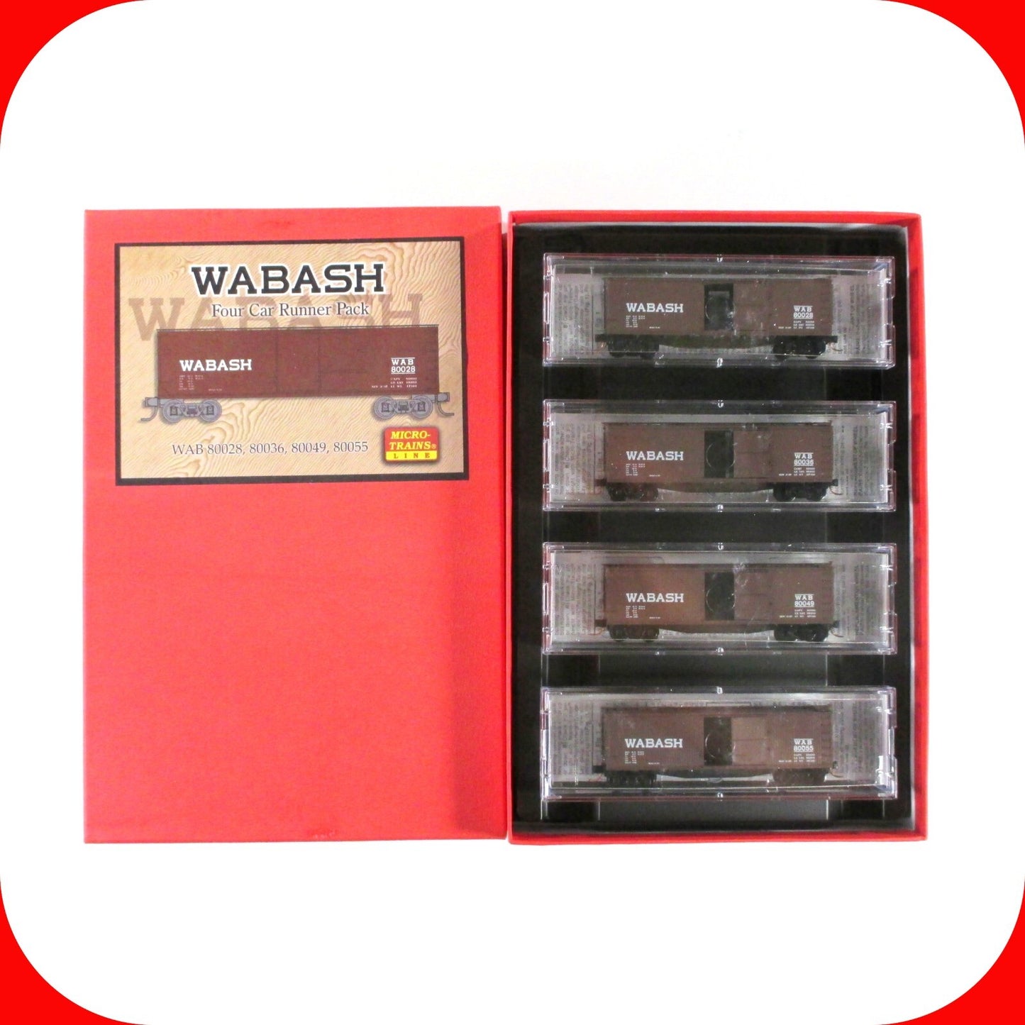 N Scale ***WABASH*** 40' Box Car Runner 4-Pack Set #6  --- Micro Trains 99300006