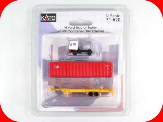 N Scale ***Yard Tractor Trailer, 40' CAI Container and Chassis*** -- Kato 31-620