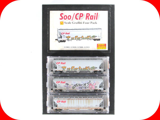 N Scale *SOO/CP RAIL*  Weathered & Graffiti Hopper 3-Set - Micro Trains 99305340
