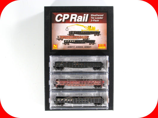 N Scale *CP RAIL*  Weathered Gondola 3-Set -Micro Trains 99302090, No tie Loader