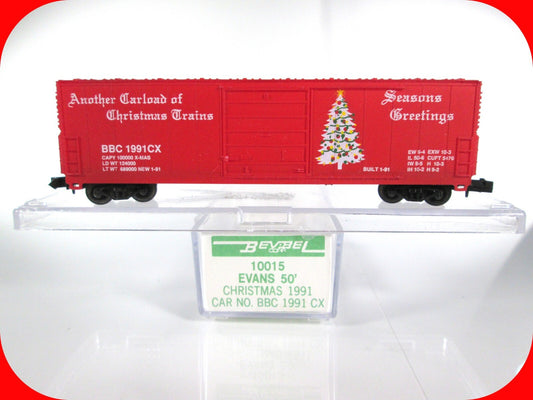 N Scale CHRISTMAS SEASON'S GREETINGS 50' Box Car --- BBC 1991 ---- Bev-Bel 10015