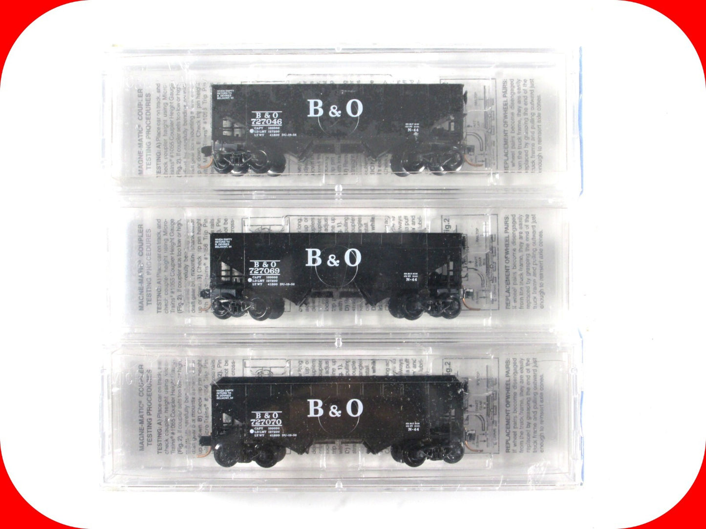 N Scale BALTIMORE & OHIO Class N-44 Hopper 3-Car Set -- Micro Trains Special Run