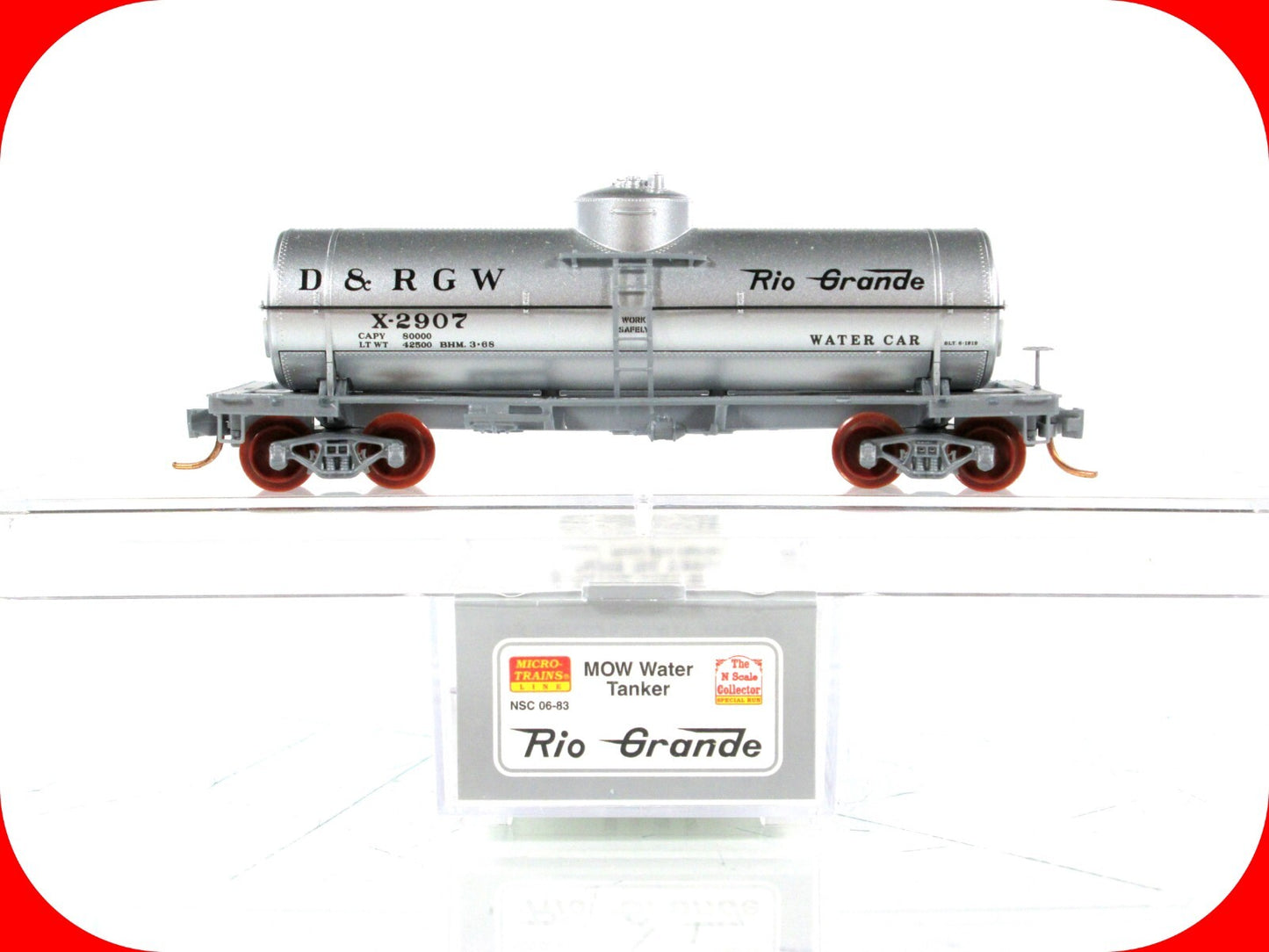 N Scale **DENVER RIO GRANDE** MOW Water Tanker X-2907 - Micro Trains NSC Special