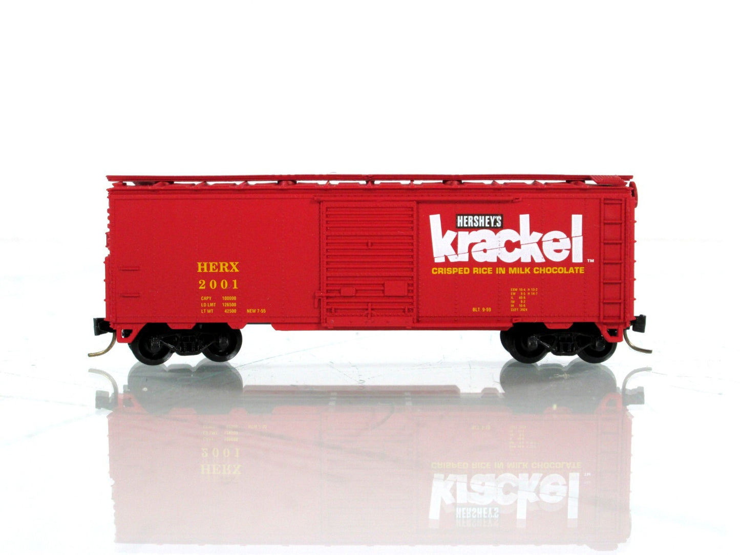 N Scale ***HERSHEY'S KRACKEL*** 40' Box Car, HERX 2001 -- Aztec, Atlas ***RARE**