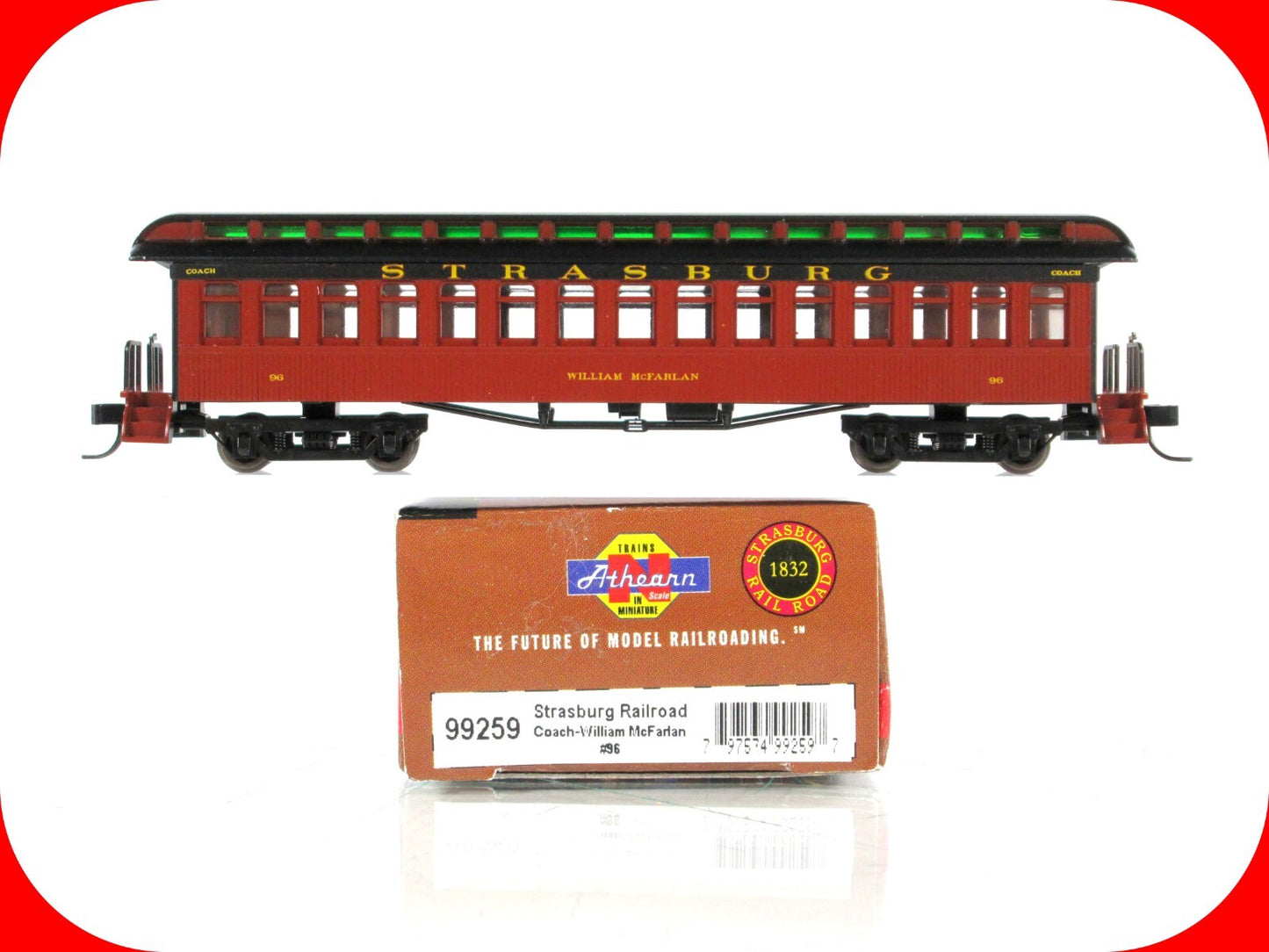 N Scale **STRASBURG** Overland Old-Time Passenger Coach #96 -Athearn 99259 *RARE