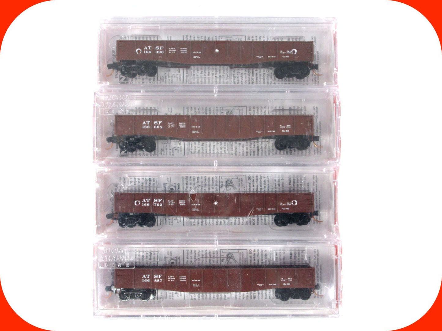 N Scale **SANTA FE** GA-69 Gondola 4-Pack - Micro Trains & George Hollwedel RARE