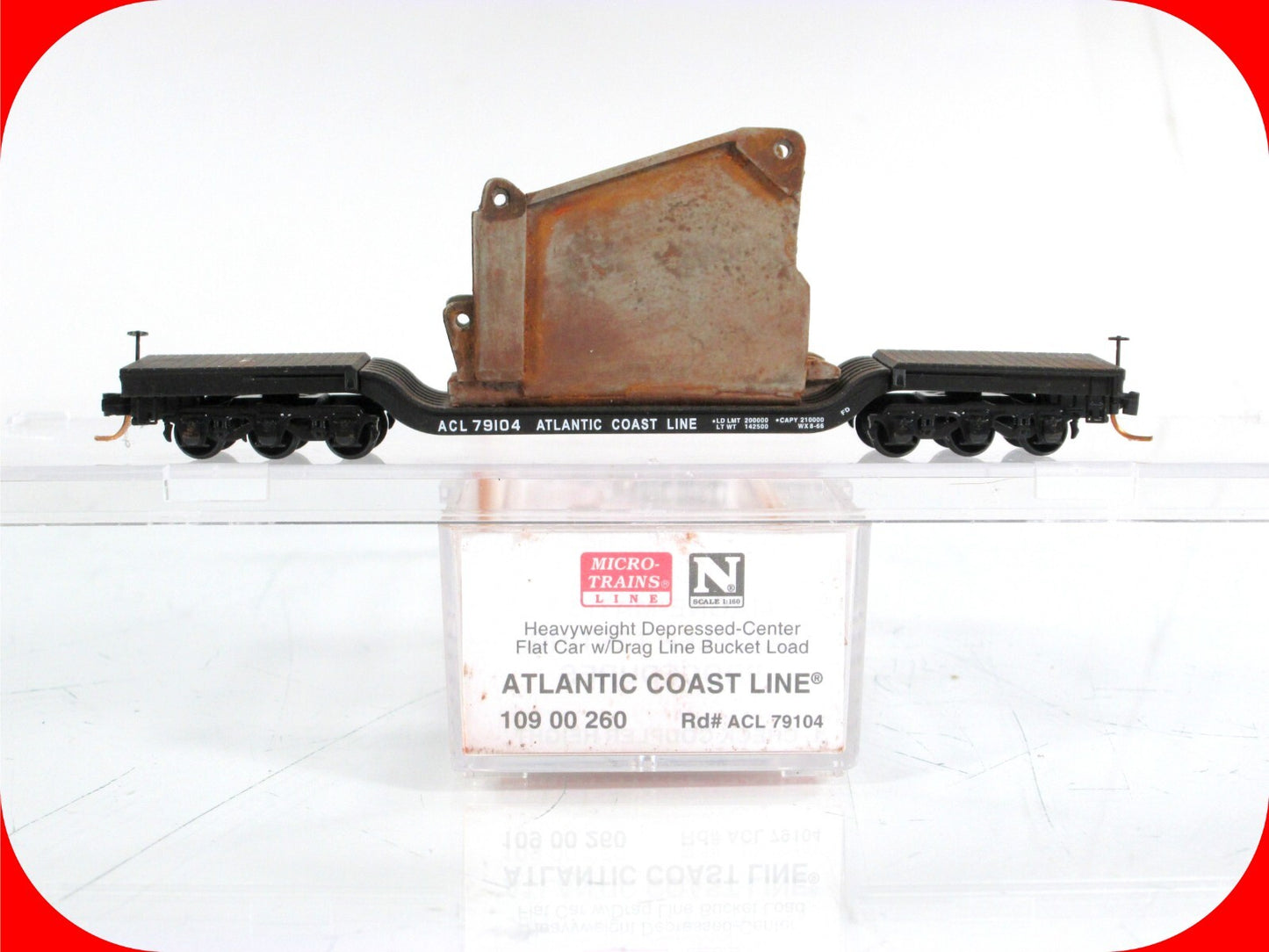 N Scale **ACL** Depressed Flat Car, Weathered Bucket Load -Micro Trains 10900260