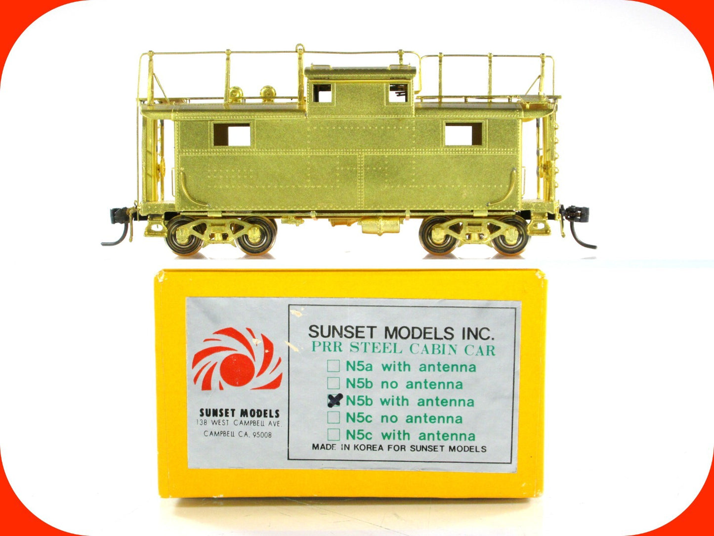 HO Scale BRASS *PENNSYLVANIA* N5b Caboose, Antenna - Sunset Models, Knuckle Cplr