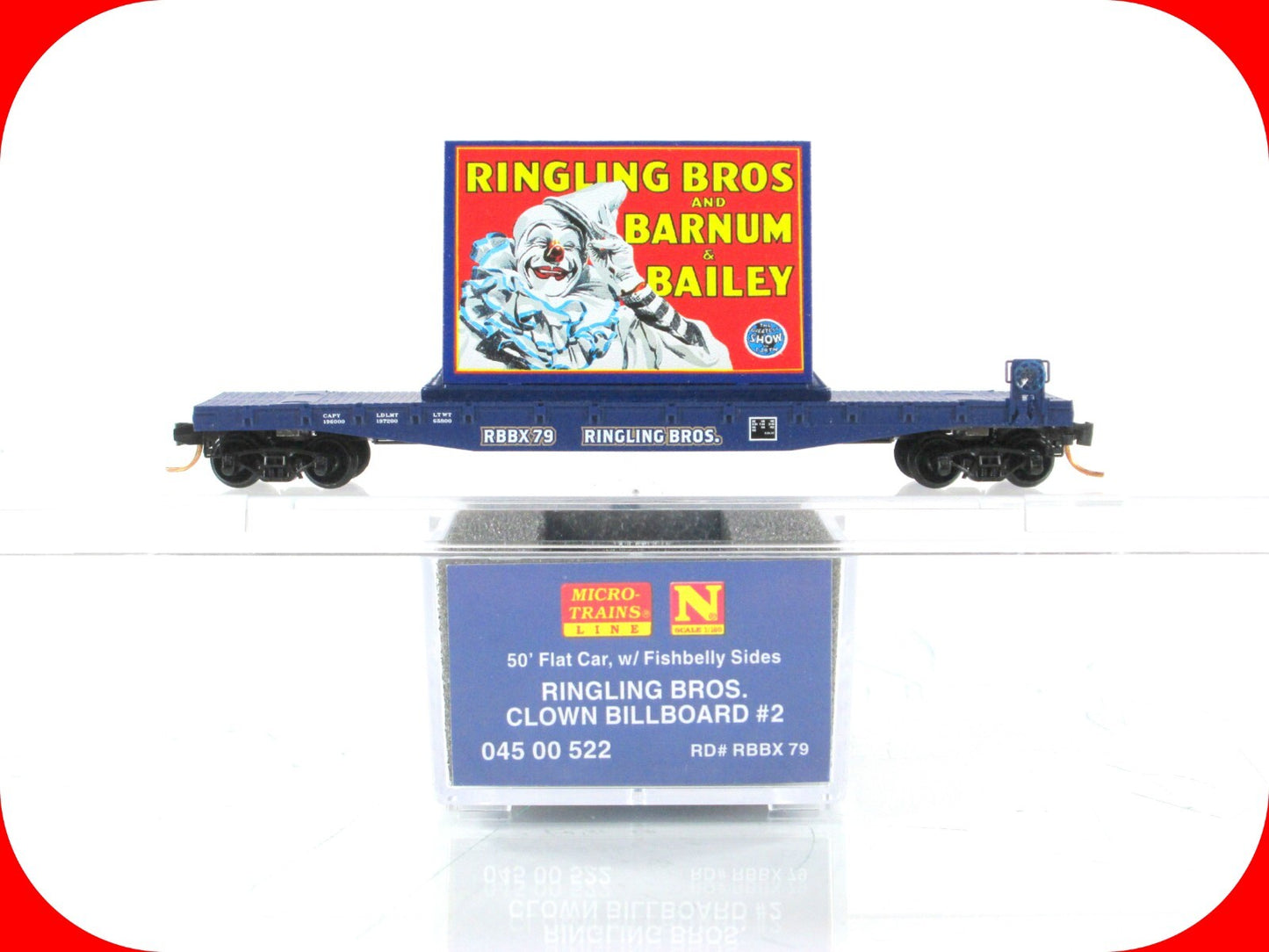 N Scale **RINGLING** Clown Billboard on Flat Car, RBBX 79 -Micro Trains 04500522