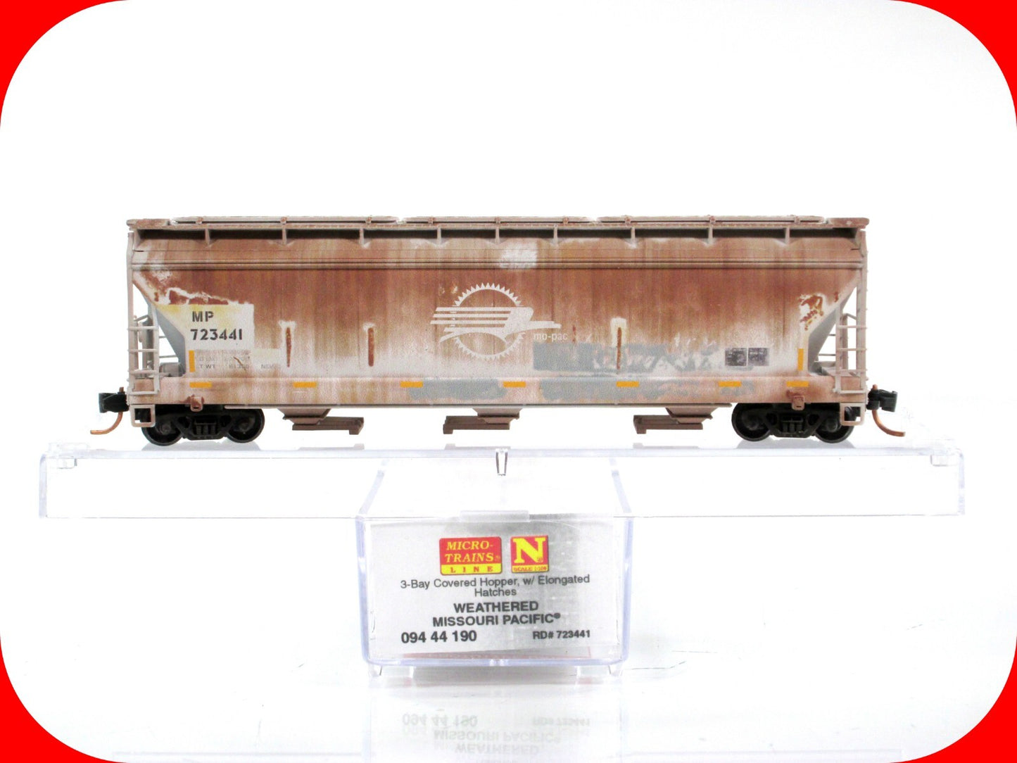 N Scale ***MISSOURI PACIFIC*** Weathered 3-Bay Hopper ---- Micro Trains 09444190