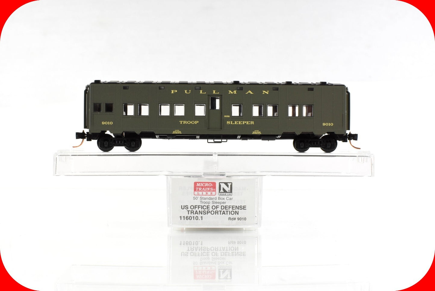N Scale WWII US OFFICE of DEFENSE 50' Troop Sleeper #9010 -Micro Trains 116010.1