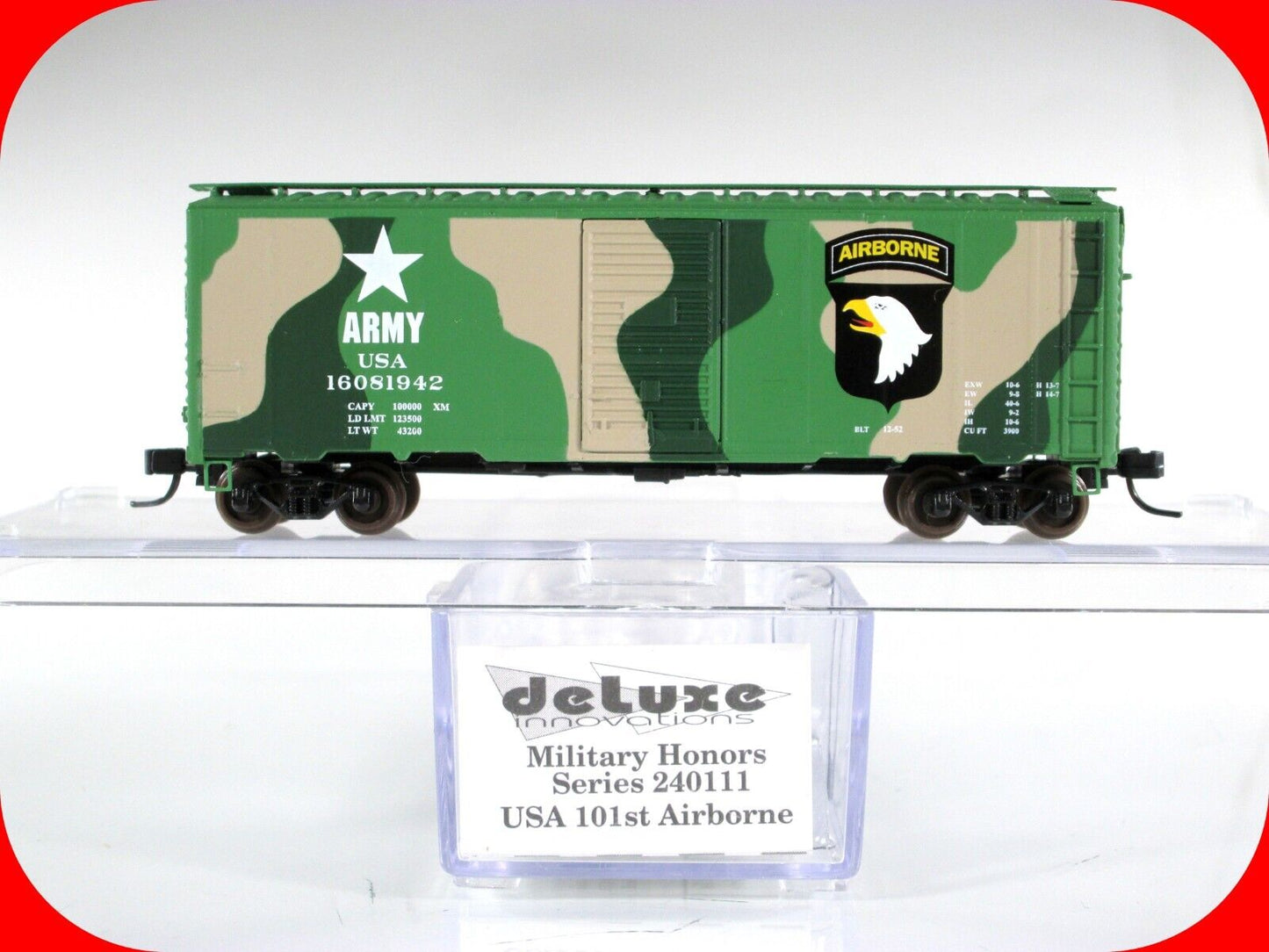 N Scale ***US ARMY 101st AIRBORNE*** 40' Box Car - USA 16081942 -- DELUXE 240111