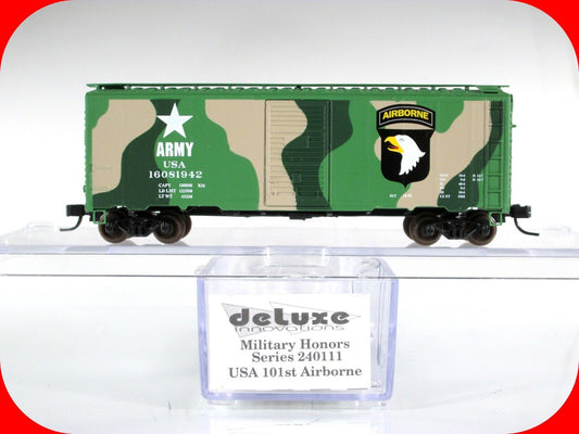 N Scale ***US ARMY 101st AIRBORNE*** 40' Box Car - USA 16081942 -- DELUXE 240111