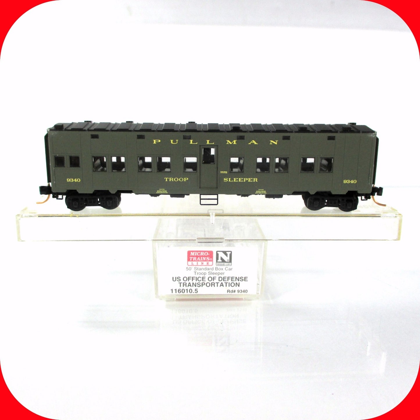 N Scale WWII Department Defense TROOP SLEEPER Car, #9340 - Micro Trains 116010.5