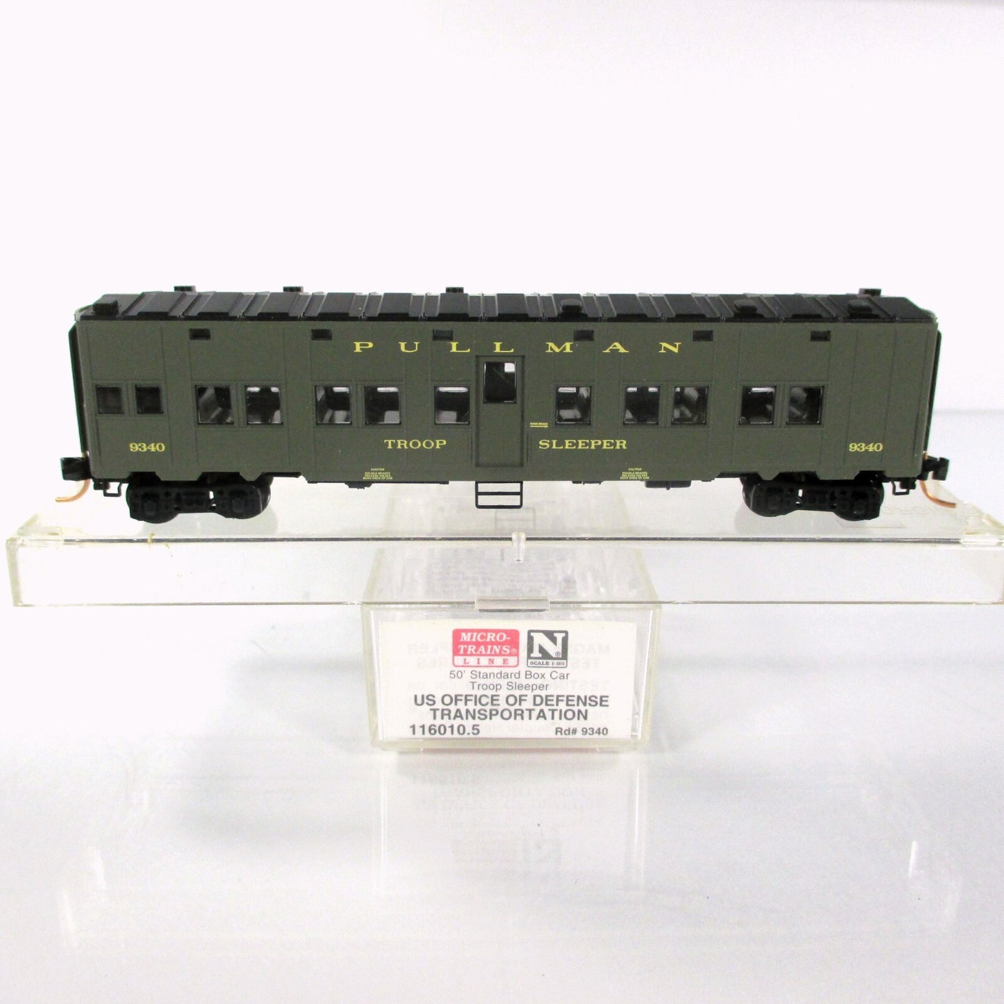 N Scale WWII Department Defense TROOP SLEEPER Car, #9340 - Micro Trains 116010.5