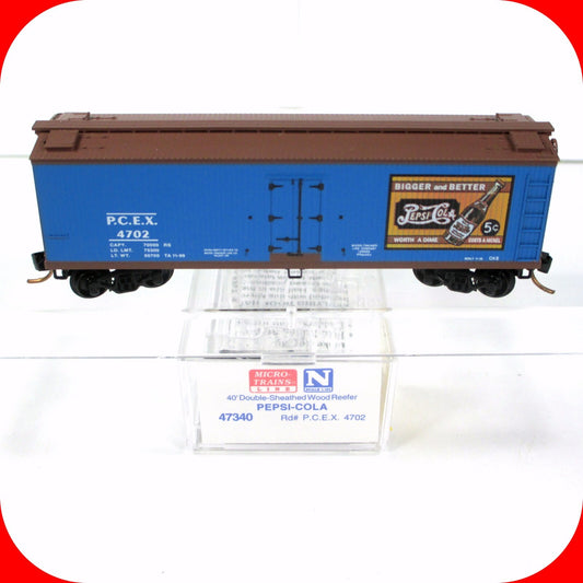 N Scale ***PEPSI-COLA Ice Reefer*** 40' Box Car, PCEX 4702 -- Micro Trains 47340