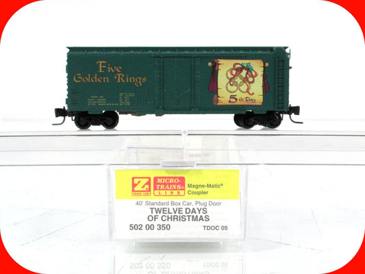 Z Scale **FIVE GOLDEN RINGS** 12 Days Christmas Box Car -- Micro Trains 50200350