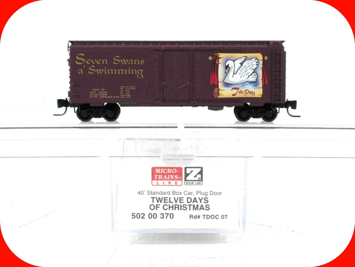 Z Scale *SEVEN SWANS SWIMMING* 12 Days Christmas Box Car - Micro Trains 50200370