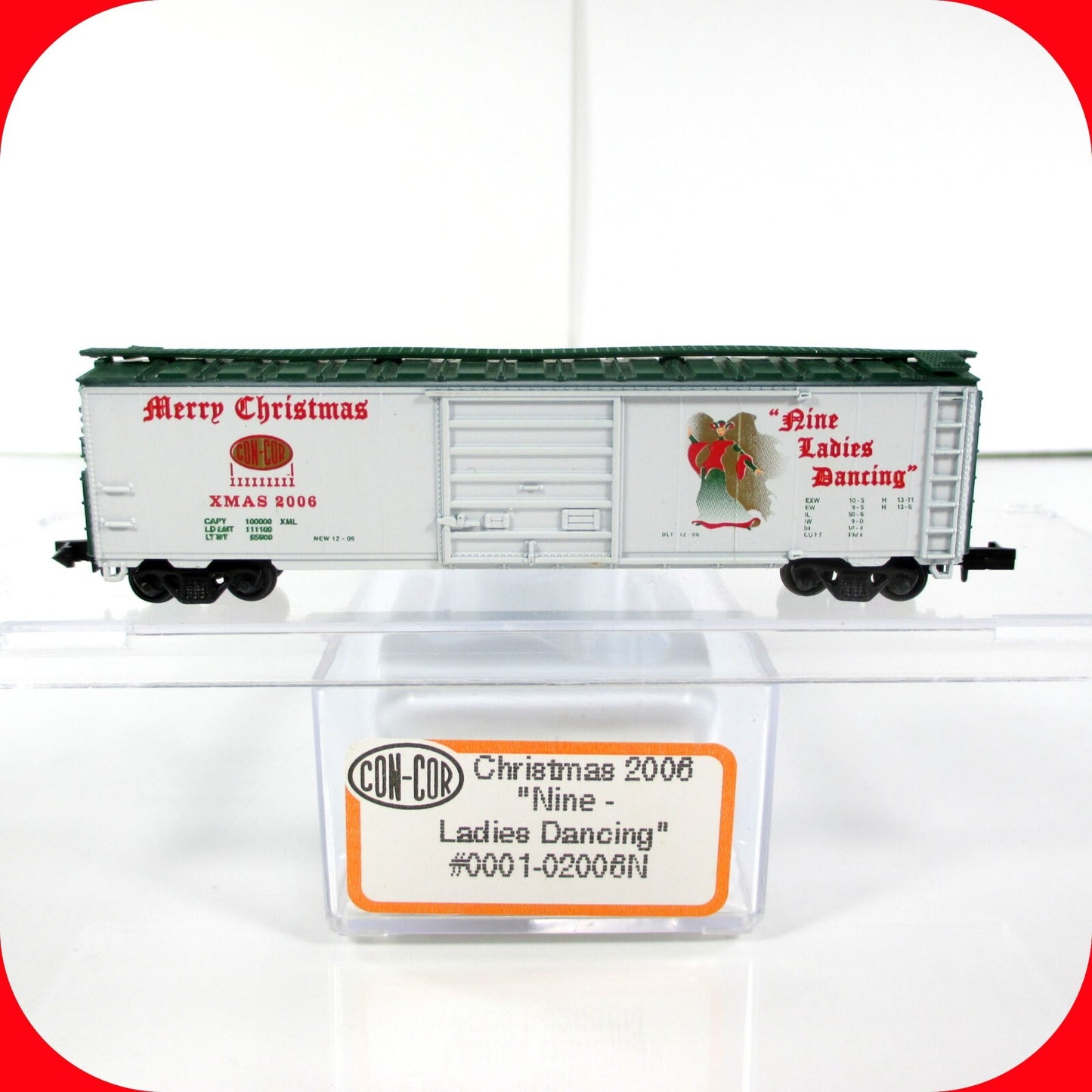 N Scale ***NINE LADIES DANCING*** 12 Days of Christmas Box Car -- Con-Cor 02006N