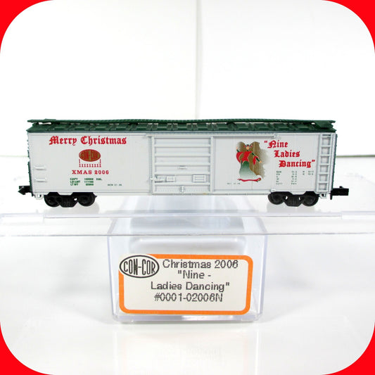 N Scale ***NINE LADIES DANCING*** 12 Days of Christmas Box Car -- Con-Cor 02006N