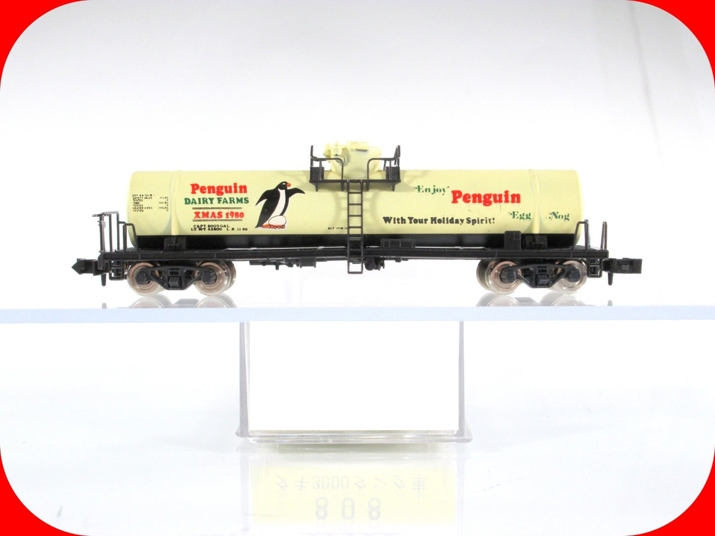 N Scale ***PENGUIN DAIRY FARMS CHRISTMAS*** 1980 Tank Car --Kato 808 3000 **RARE