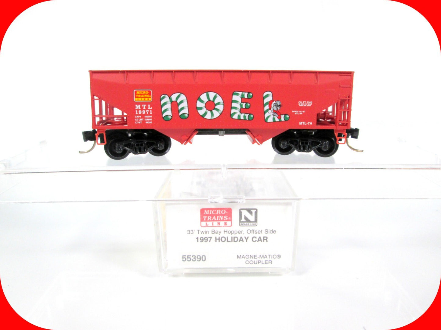 N Scale NOEL 33' Twin-Bay Hopper Holiday Car -- MTL 19971 --- Micro Trains 55390