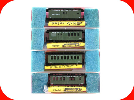 N Scale **SANTA FE** OVERTON Old Time Passenger 4-Pack - Roundhouse, Knuckle Cpl