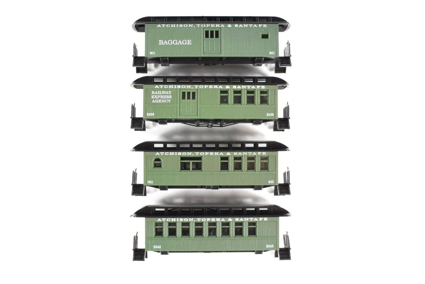 N Scale **SANTA FE** OVERTON Old Time Passenger 4-Pack - Roundhouse, Knuckle Cpl