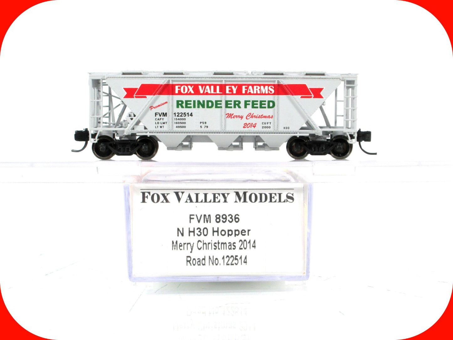 N Scale ***REINDEER FEED*** Christmas H30 Hopper 2014 -- Fox Valley 8936 **RARE*
