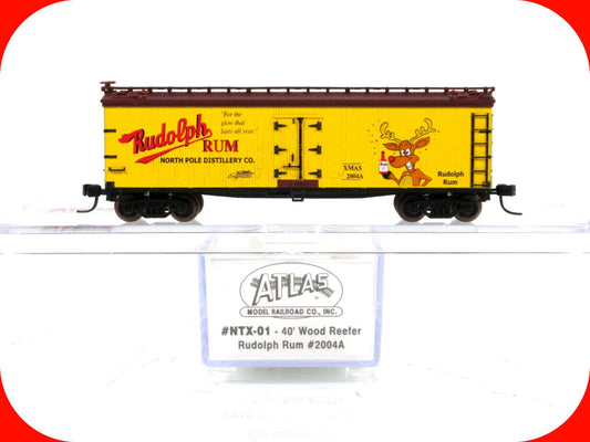 N Scale ***RUDOLPH RUM*** 40' Christmas Reefer #2004A ---- Atlas NTX-01 **RARE**
