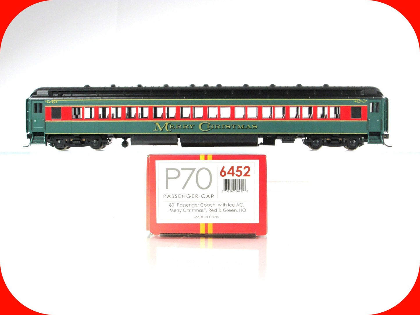 HO Scale **MERRY CHRISTMAS** P70 Passenger Coach - Broadway 6452, Lighted **RARE