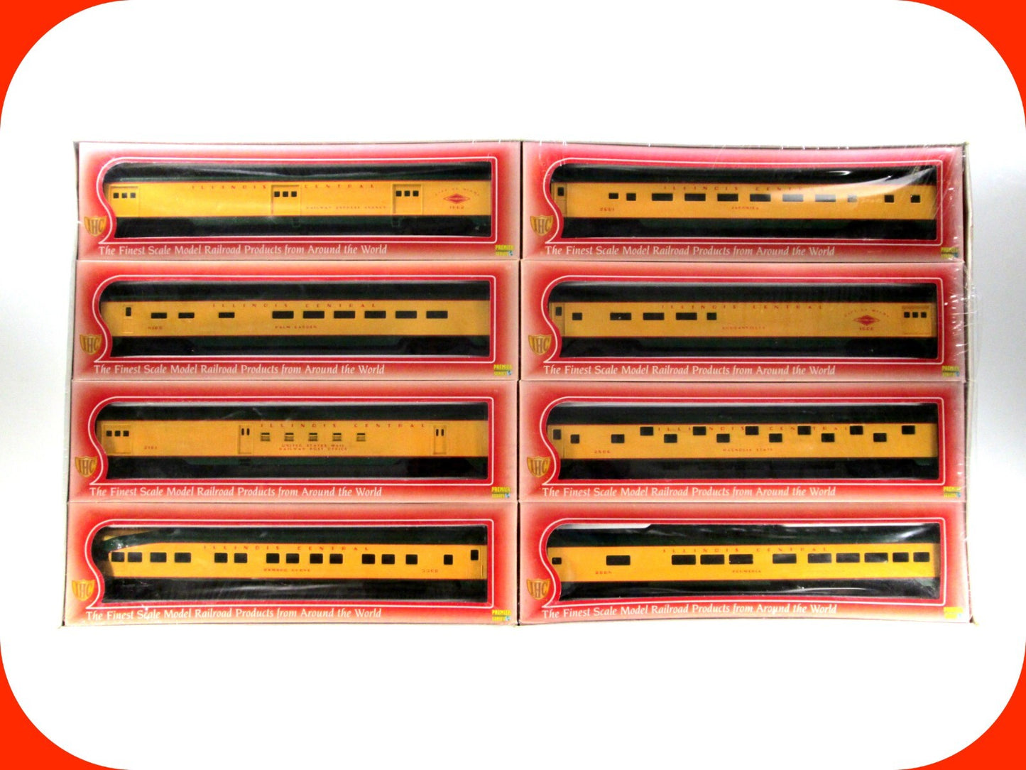 HO Scale **ILLINOIS CENTRAL CITY of MIAMI** Passenger Car 8-Pack Set - IHC 50414