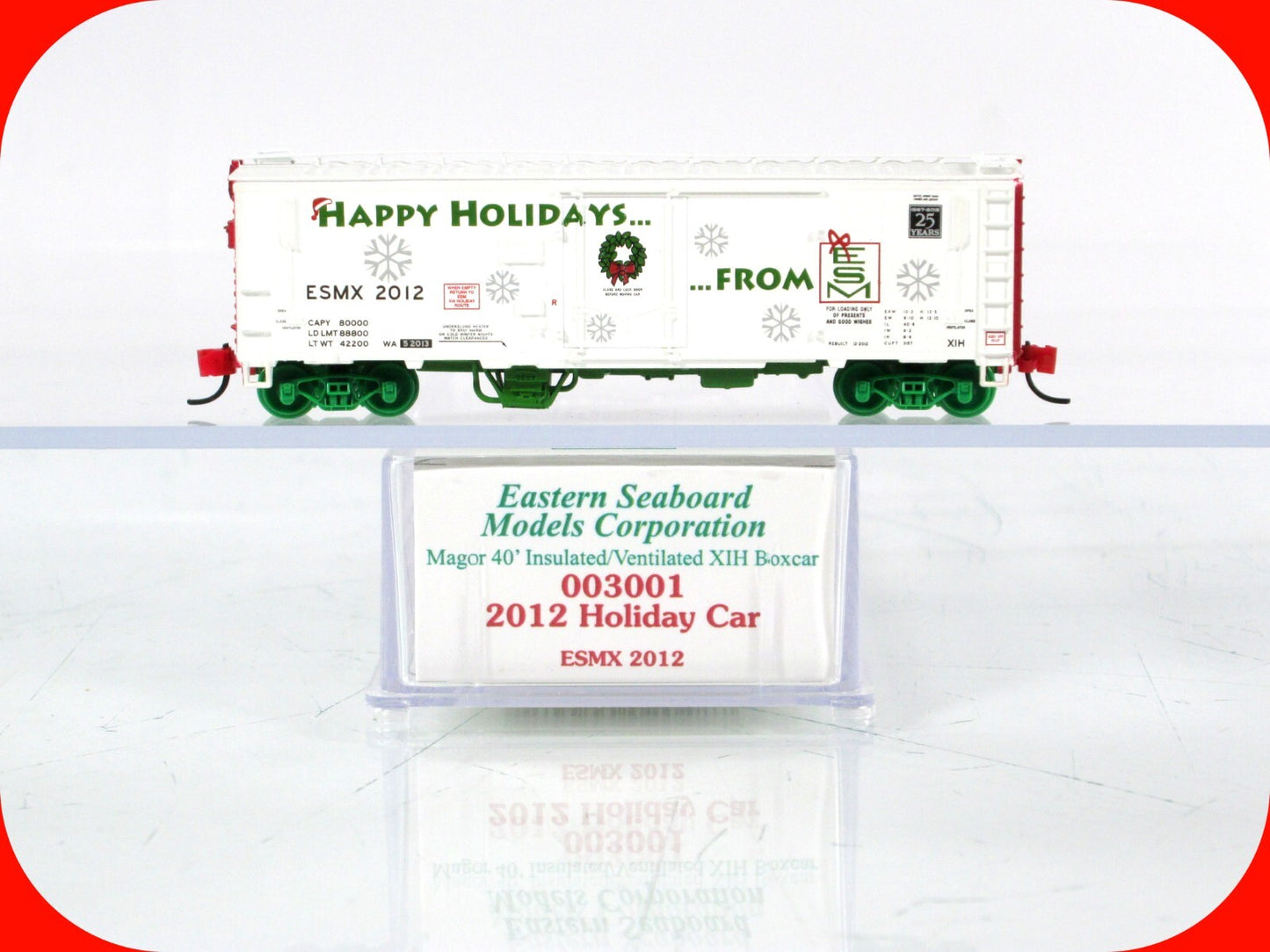 N Scale ***HAPPY HOLIDAYS*** Christmas 40' Box Car, ESMX 2012  ---- ESM **RARE**