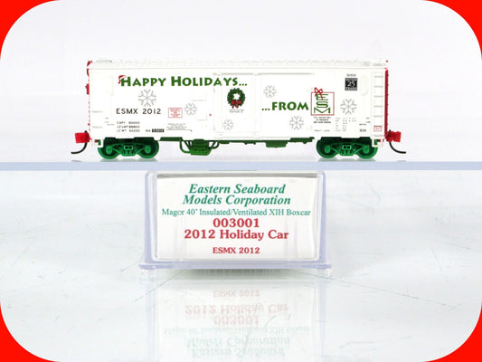 N Scale ***HAPPY HOLIDAYS*** Christmas 40' Box Car, ESMX 2012  ---- ESM **RARE**