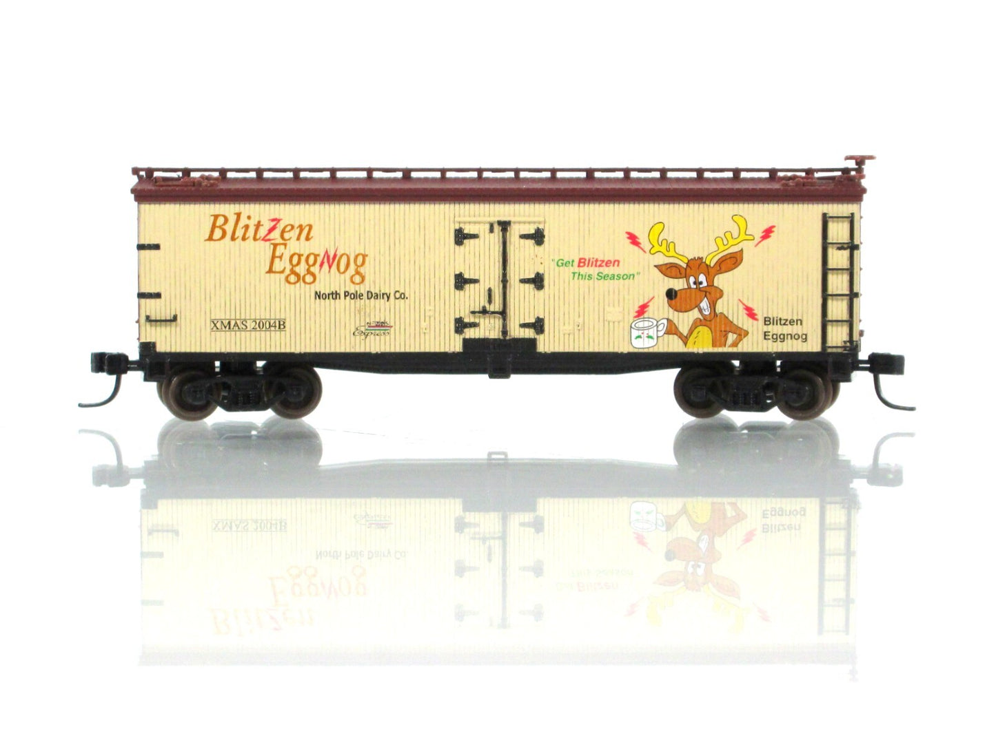 N Scale ***BLITZEN EGGNOG*** 40' Christmas Reefer #2004B - Atlas NTX-02 **RARE**