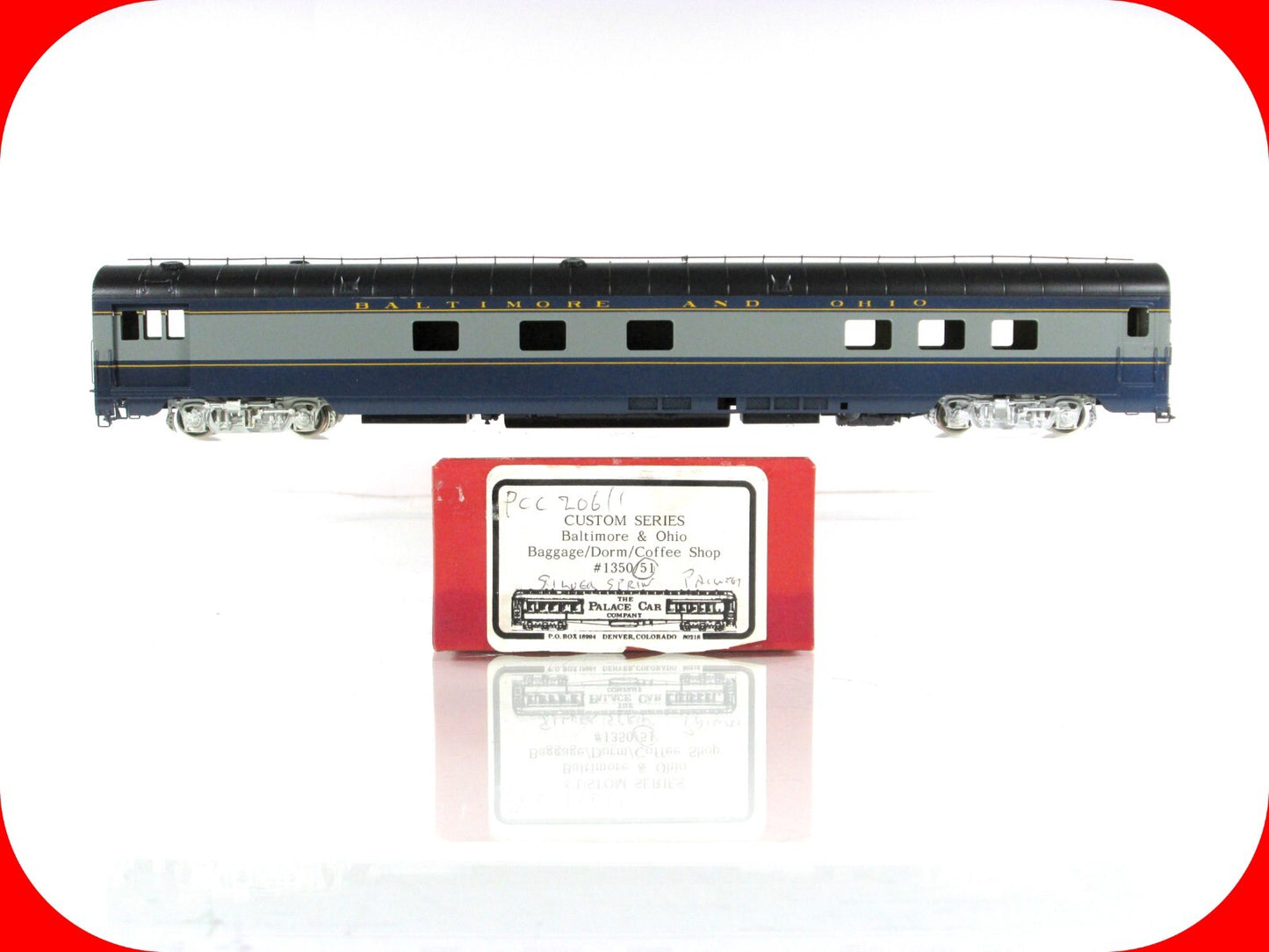 HO Scale BRASS ***B&O*** Baggage, Dorm, Coffee Shop #1350/1 --Palace Car Company