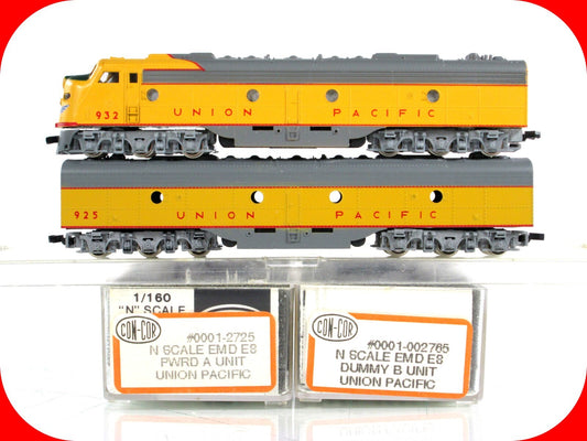 N Scale ***UNION PACIFIC*** E8 AB Set #932,925 - Con-Cor 2725,2765, Knuckle Cplr