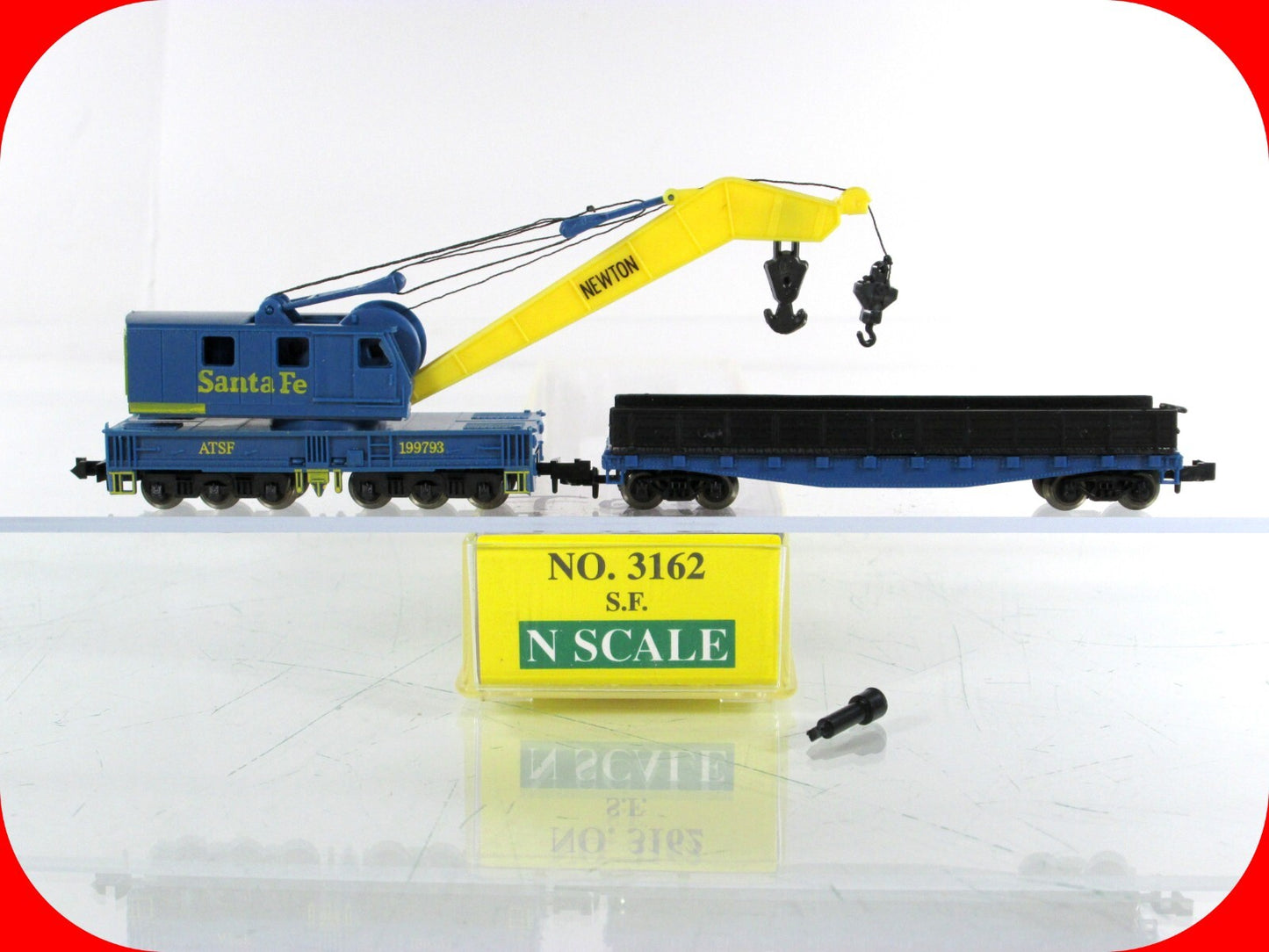 N Scale **SANTA FE*** MOW Boom Crane #199793, Flat Car Tender - Model Power 3162