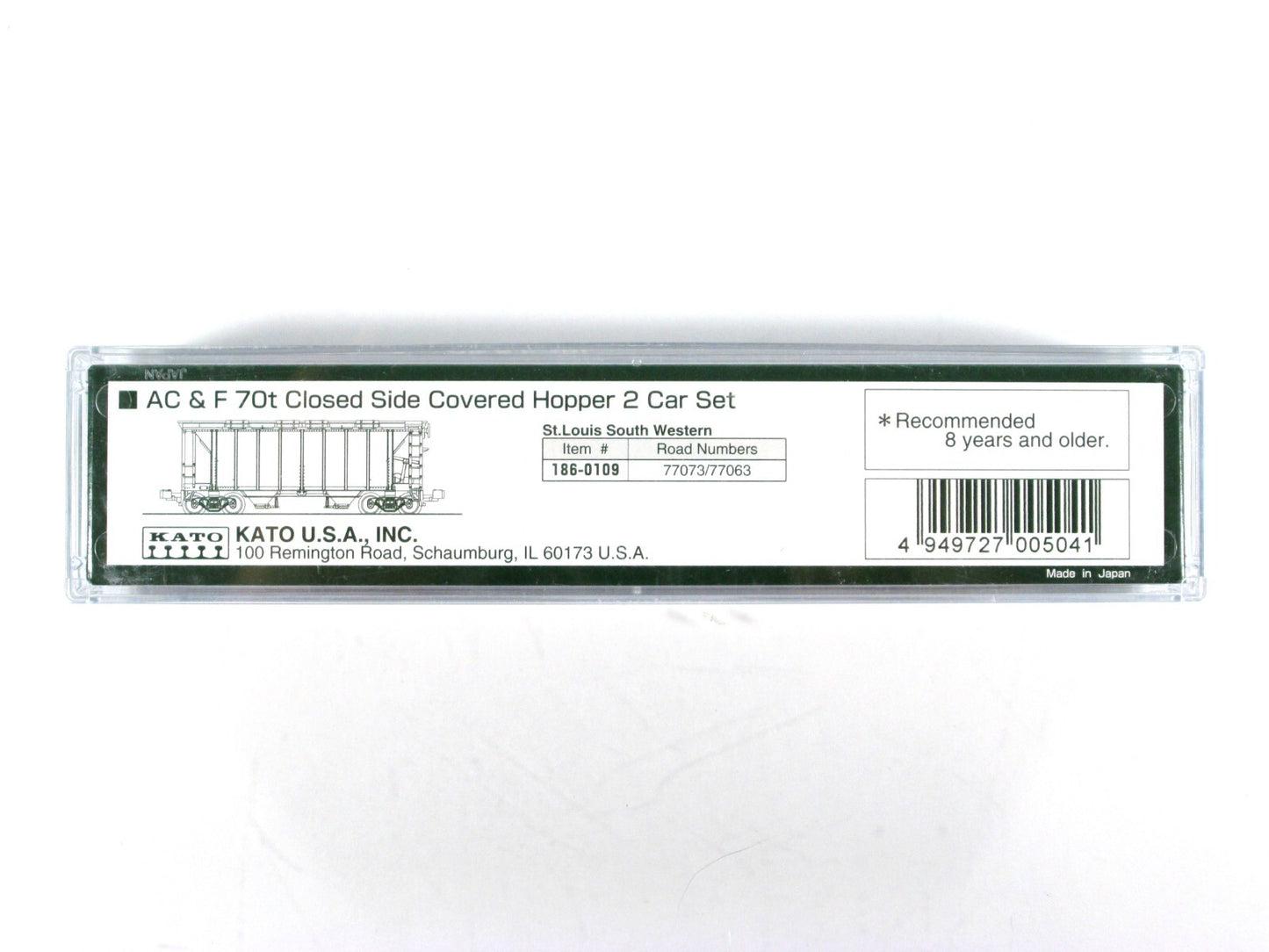 N Scale ***COTTON BELT*** 2-Bay Covered Hoppers, SSW 77063,77073 - Kato 186-0109