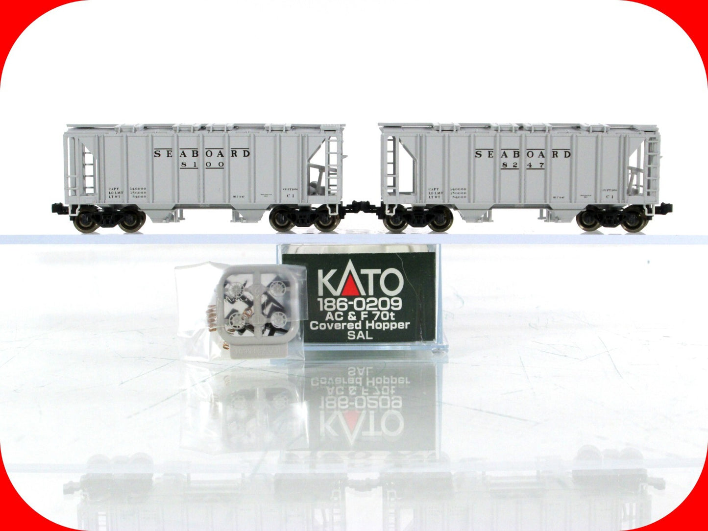N Scale ***SEABOARD** ACF 70ton 2-Bay Covered Hoppers #8100,8247 - Kato 186-0209