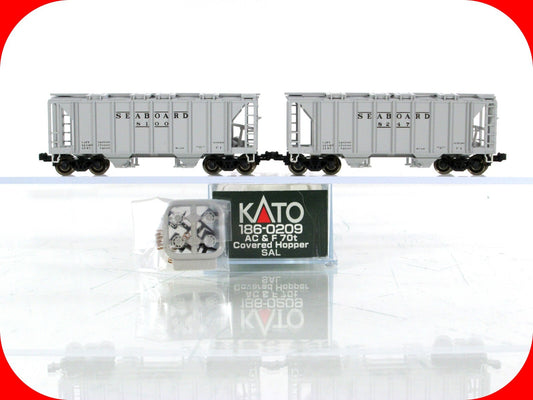 N Scale ***SEABOARD** ACF 70ton 2-Bay Covered Hoppers #8100,8247 - Kato 186-0209