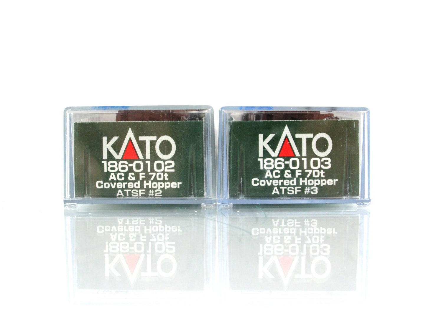 N Scale ***SANTA FE** ACF 70ton 2-Bay Covered Hopper 4-Pack - Kato 186-0102,0103