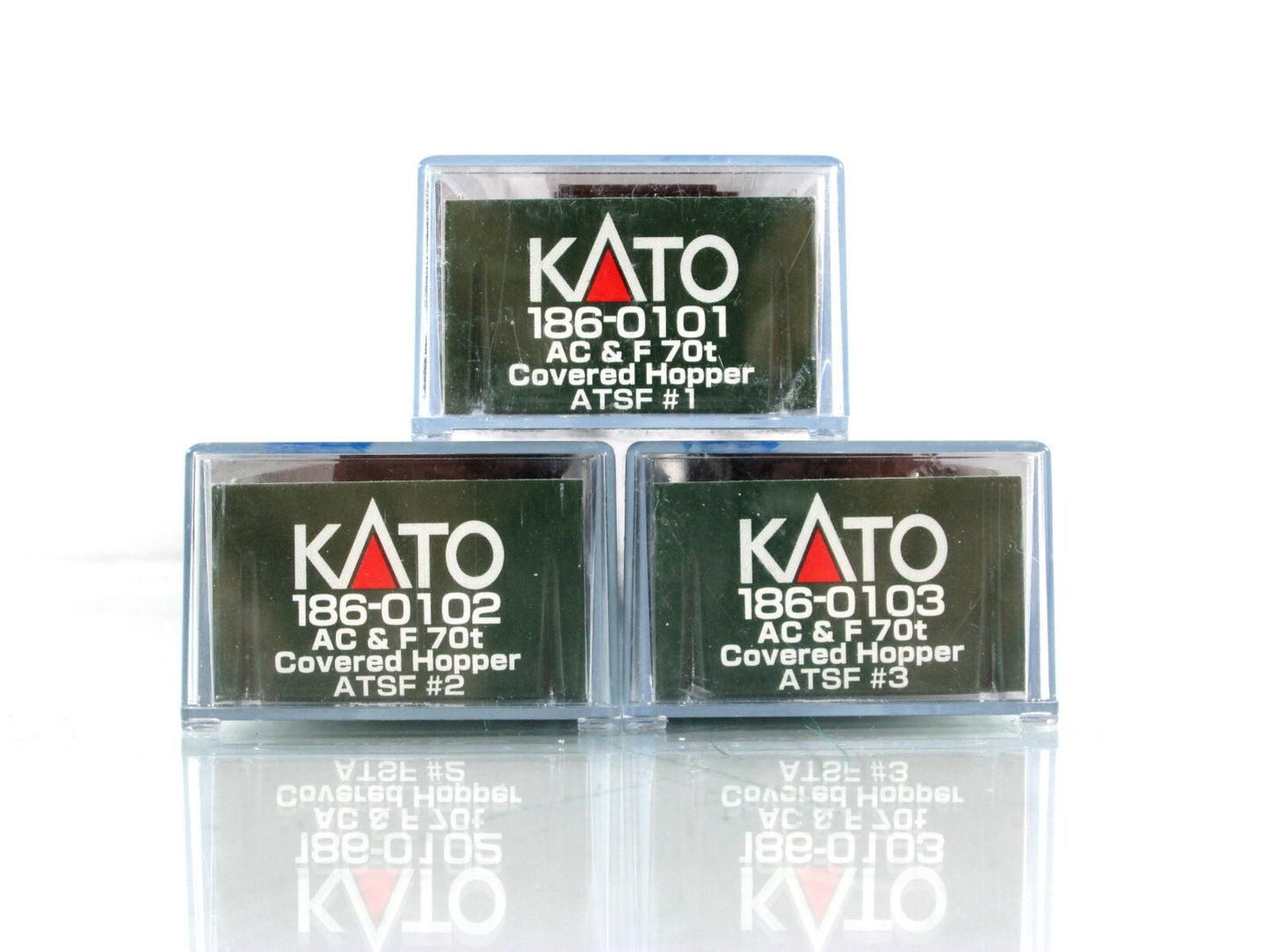 N Scale ***SANTA FE** ACF 2-Bay Covered Hopper 6-Pack -- Kato 186-0101,0102,0103