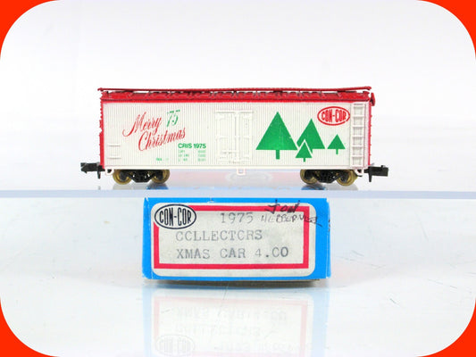 N Scale ***MERRY CHRISTMAS*** Collector's 40' Reefer Car, 1975 - Con-Cor **RARE*