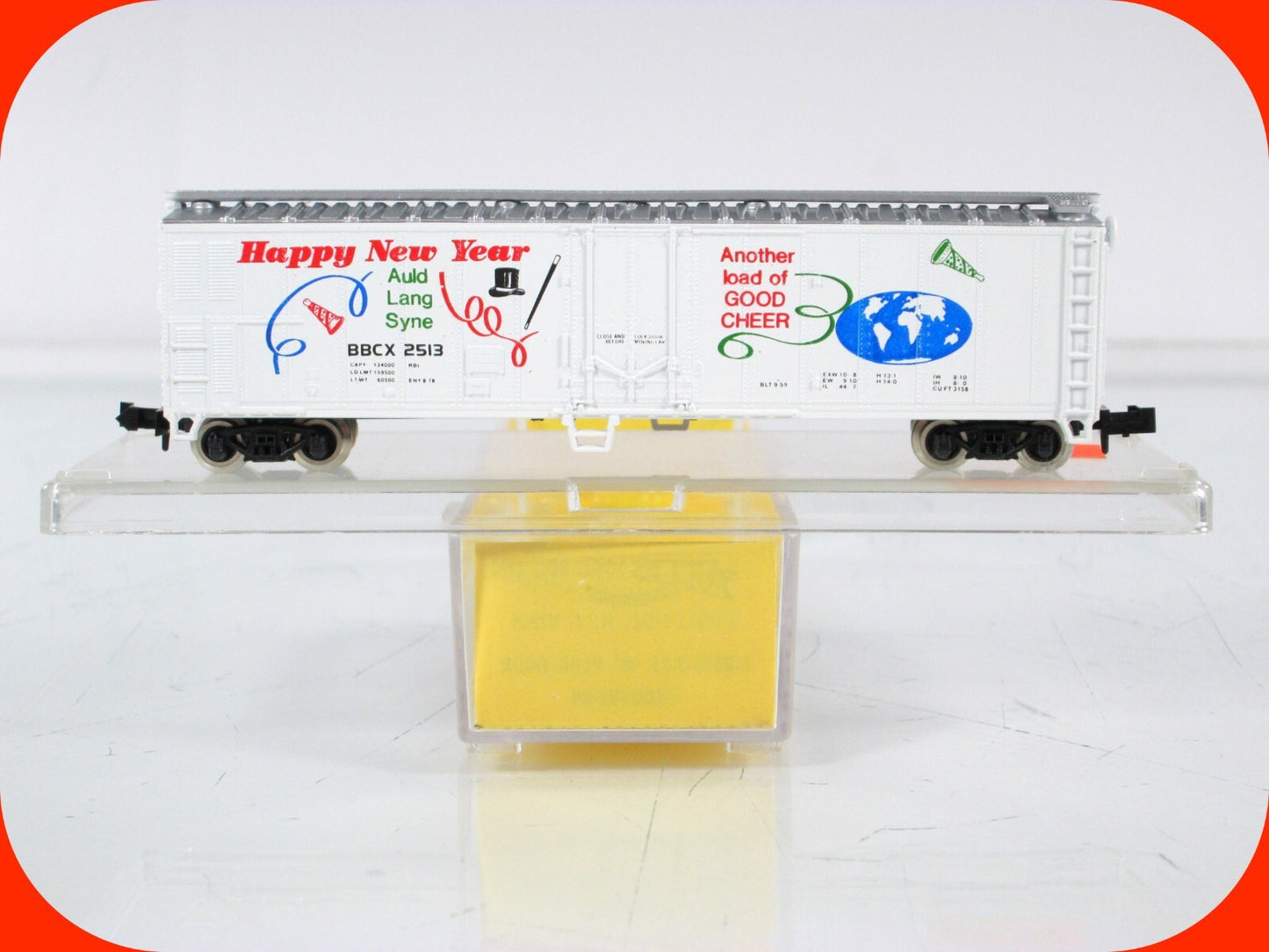 N Scale **HAPPY NEW YEAR - AULD LANG SYNE** Box Car, BBCX 2513 - Atlas / Bev-Bel