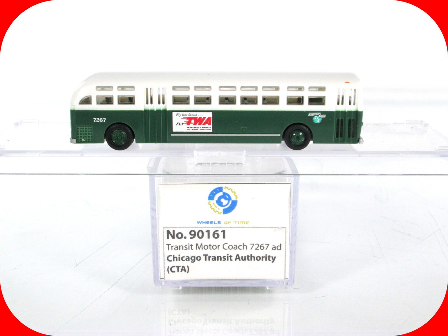 N Scale ***CHICAGO TRANSIT*** Motor Coach, TWA Ad, #7267 -- WHEELS of TIME 90161