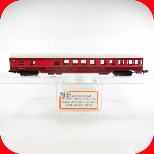 N Scale *NORTH POLE & SOUTHERN* SANTA CLAUS 1994 Observation Car, Con-Cor 00094N