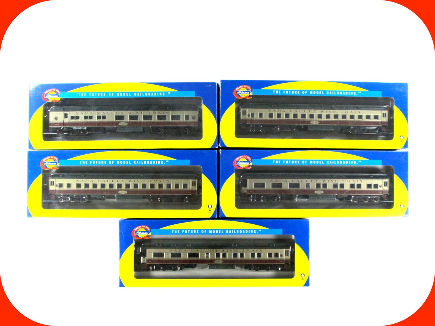 HO Scale ***NAPA VALLEY*** Wine Train Passenger 5-Car Set -Athearn, Metal Wheels