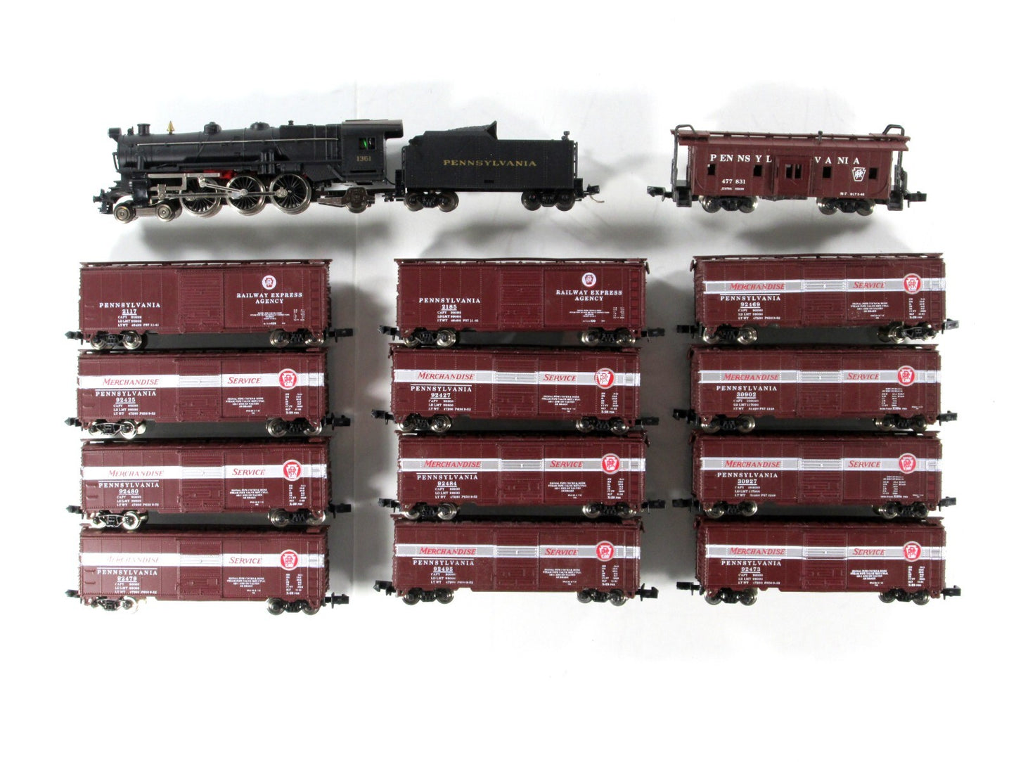 N Scale **PENNSYLVANIA MERCHANDISE SERVICE*** Steam & Freight Set - Con-Cor 8505