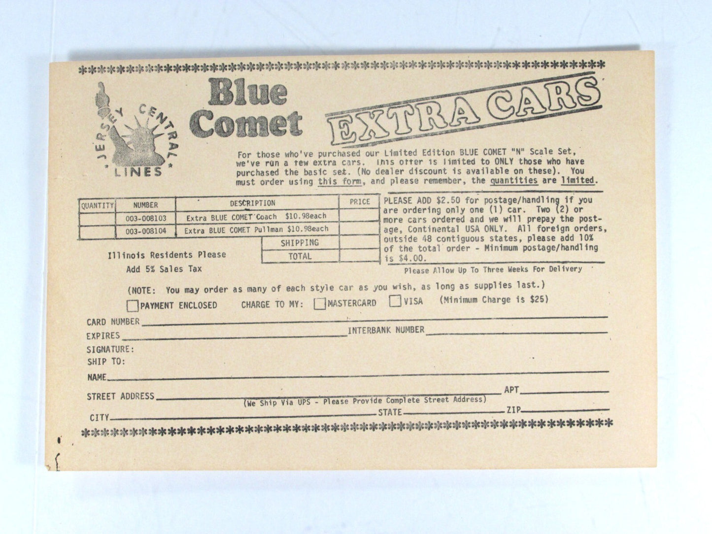 N Scale **NEW JERSEY - BLUE COMET** Locomotive, Passenger Set - Con-Cor, Limited